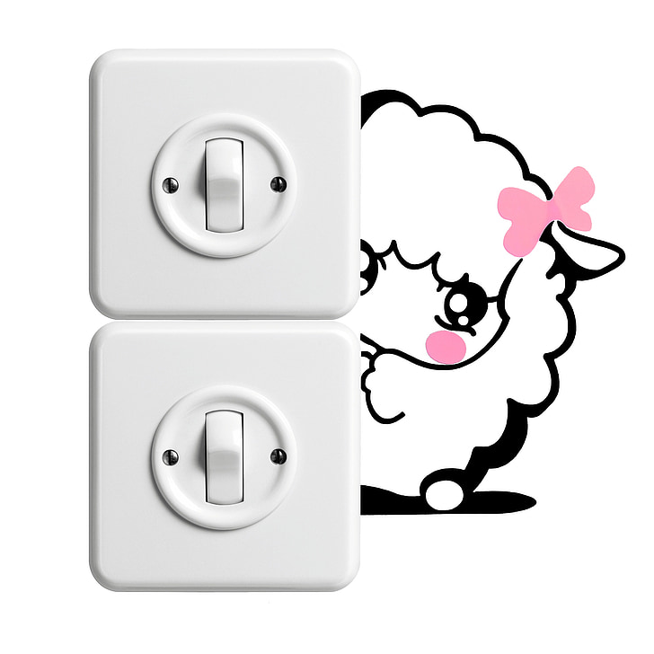sticker, sheep, hello, light switch, funny