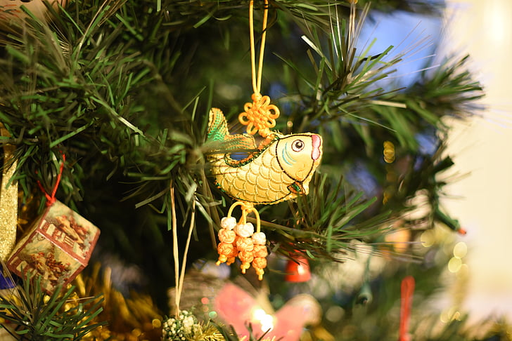 Christmas, décoration, arbre, poisson, décoration de Noël, Xmas, célébration
