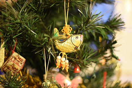 Karácsony, dekoráció, fa, hal, karácsonyi dekoráció, Xmas, ünnepe