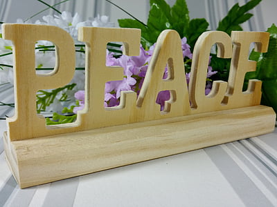 Hoffnung, Frieden, Dekoration, Blumen, Holz, Hintergrund