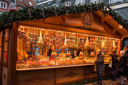 圣诞市场, 吕讷堡, 圣诞节的时候, 来临, 沉思的, bude, 杏仁