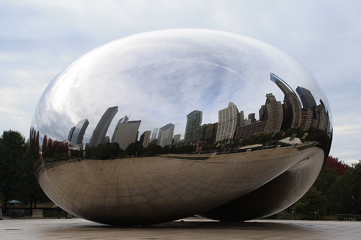 Chicago, Boon, de skyline van de dag, wolkenkrabber, Illinois, reflectie, centrum