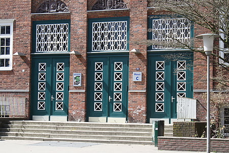 puertas, Escuela, entrada, Hamburgo, Escuela de Heinrich hertz, portales, escaleras