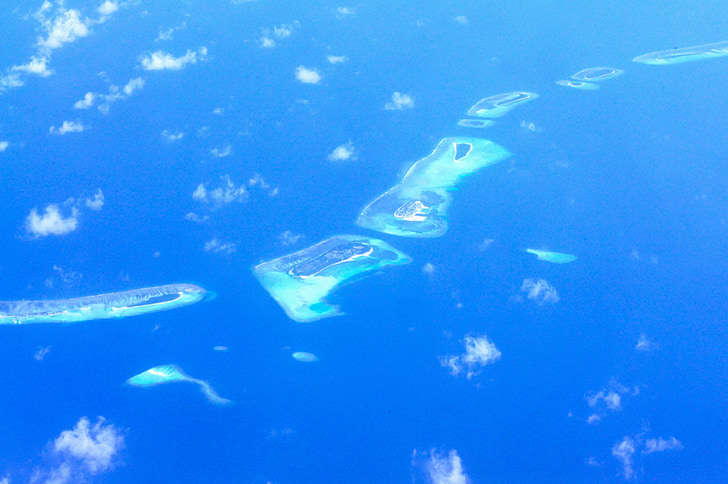 Maldivas, Isla, azul, agua, complejo, mar, Playa