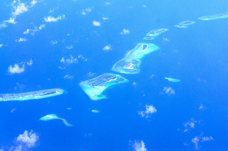 Maledivy, Ostrov, modrá, vody, Resort, more, Beach