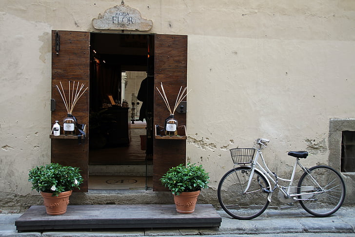 sykkel, døren, blinds, Vintage, Street, eksteriør