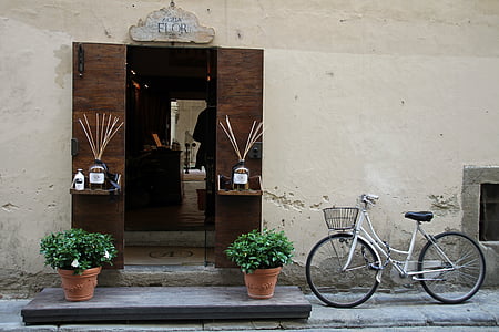 fiets, deur, jaloezieën, Vintage, Straat, buitenkant