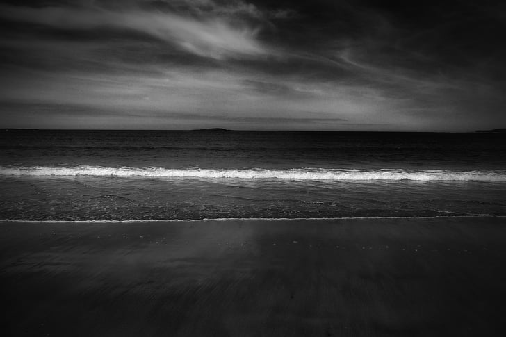 Strand, spanische Punkt, Irland, Meer, Natur, schwarz / weiß, Cloud - Himmel