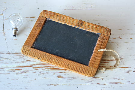 antique, blackboard, blank, board, bulb, chalkboard, empty