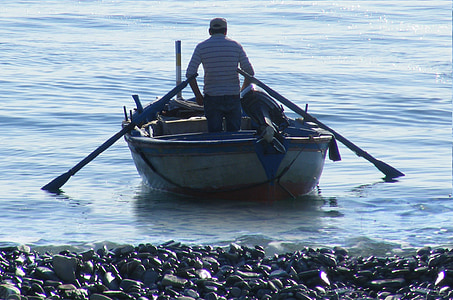 pescador, barco, praia, Porto, Montegiordano marinho, pesca, Marina