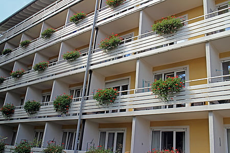 balkons, Meergezinswoning, Appartementen, thuisfront, gevel, weergave, gebouw
