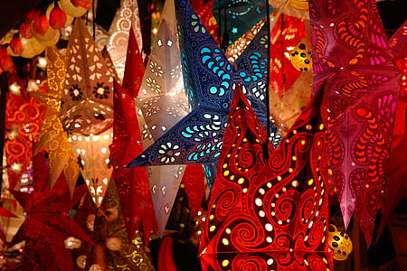 포 인 세 티아, 스타, 빛, 다채로운, 색, 시장, 크리스마스 시장