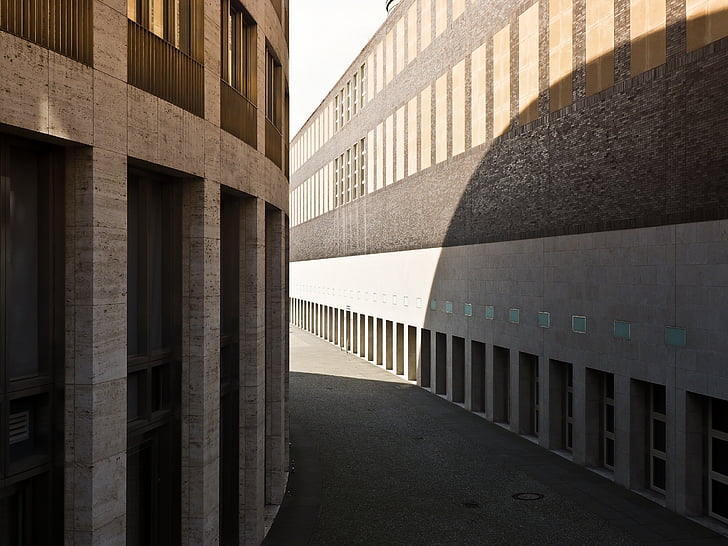 Architektur, moderne, Gebäude, Düsseldorf, nach Hause, Fassade, Schatten