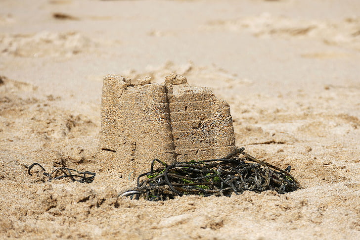 Castillo de arena, Playa, arena, Castillo, vacaciones, mar, verano