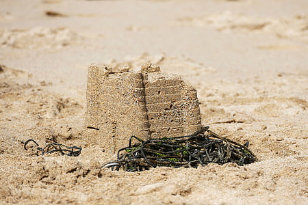 hrad z písku, pláž, písek, hrad, dovolená, Já?, léto