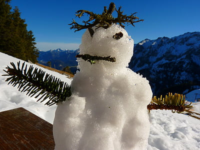 homem de neve, espírito de uma montanha, espírito, Inverno, frio, diversão, machos