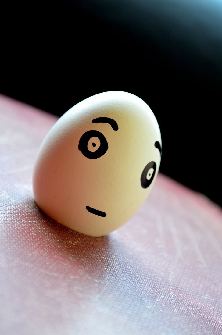 egg, gal, trist, uttrykksikon, morsom, ansikt, uttrykk