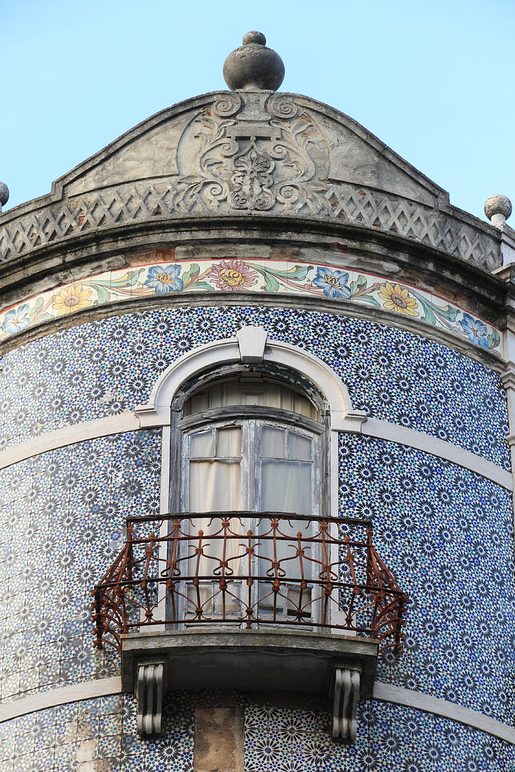 Portugāle, Lisabonas, Lisboa, arhitektūra, mozaīkots, sienas, balkons