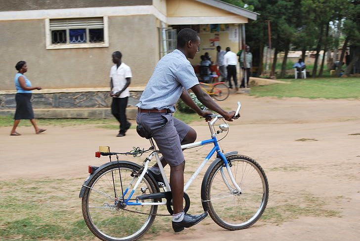 아프리카, 우간다, 자전거, 타고
