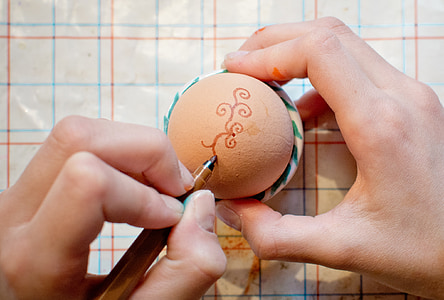 uovo di Pasqua, vernice, penna, disegnare, dito, modello, uovo