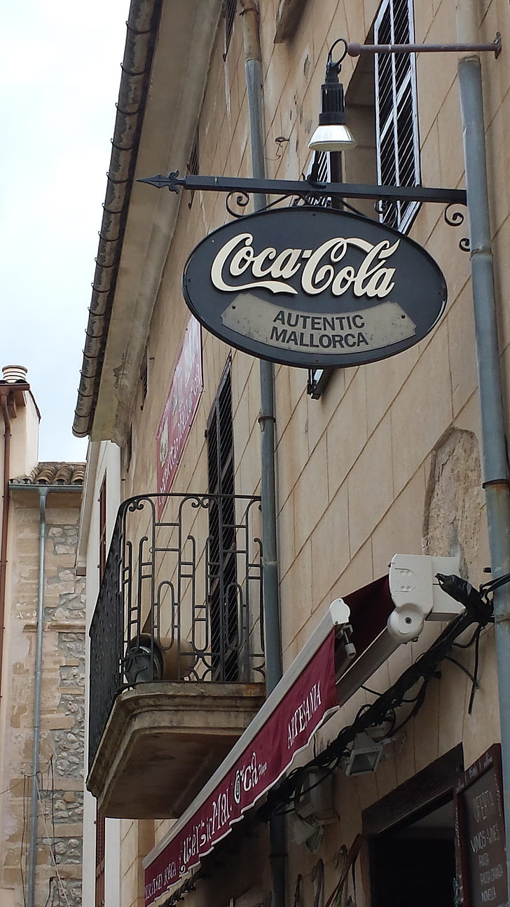 Coca cola, Mallorca, pajzs, utca, Európa, városi táj
