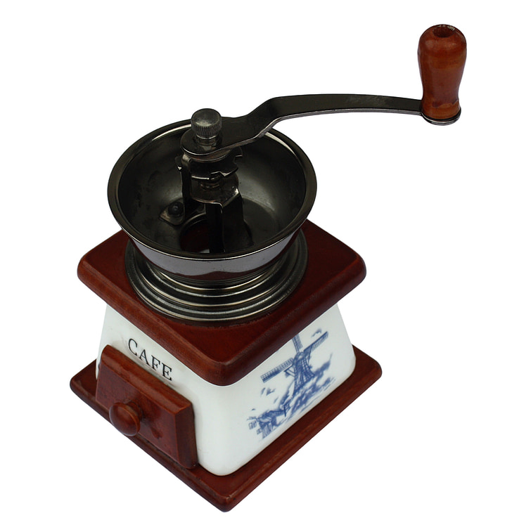 coffee grinder, holland, grind, hand, blue, white, ceramic