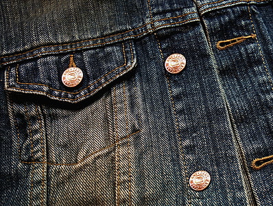 denim, fabric, jacket, jeans buttons, button, button hole, garment