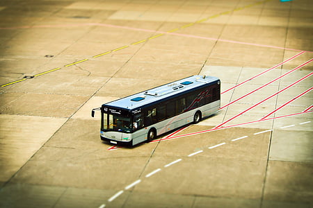 airport, prior to, mark, miniature effect, tilt shift, bus, crewbus
