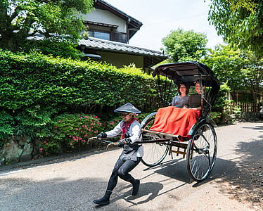 Japan, Arashiyama, šuma bambusa, rickshaw, ljudi, osoba, zelena