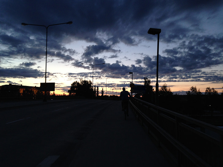 solnedgång, Road, landskap