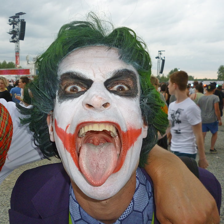 Joker-ul, om, rochie de până, vopsea de fata, oameni, limba