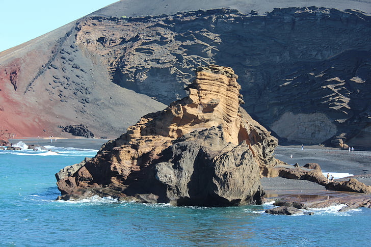 Roca, Lanzarote, Costa, navegar per, Mar, costa rocosa, Atlàntic