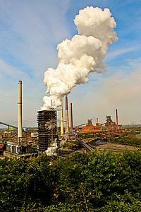 industrija, onečišćenja, dimnjaci, industrijskih postrojenja, parna, bijeli