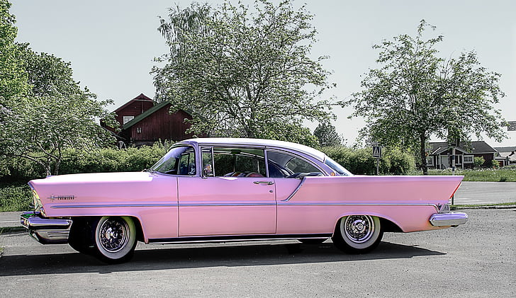 autó, rózsaszín, klasszikus autó, közlekedés, jármű, fényes, rózsaszín cadillac