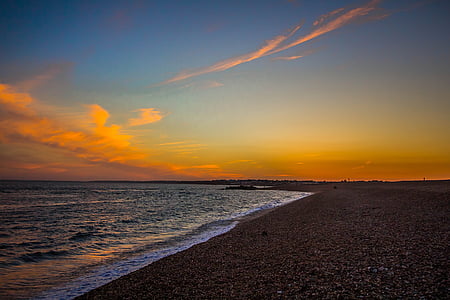 Keyhaven, États-Unis d’Amérique, plage, océan, coucher de soleil