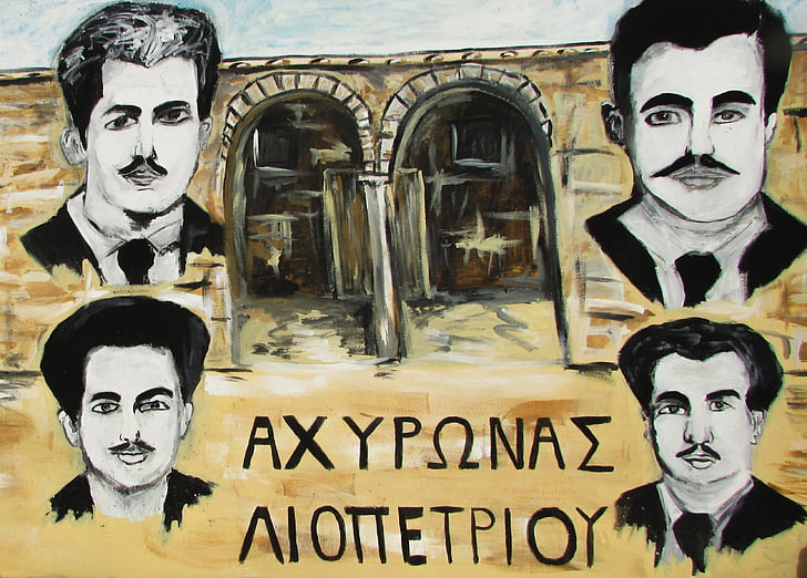 Cyprus, liopetri, graffiti, hrdinovia, achyronas, historické miesto, boj za nezávislosť