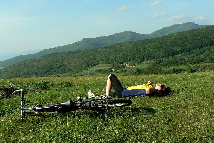 Eslovaquia, montañas, país, vtáčnik, hombre, bicicleta, viaje