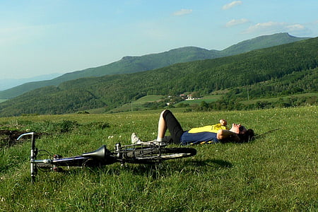 Szlovákia, hegyek, ország, vtáčnik, ember, kerékpár, utazás