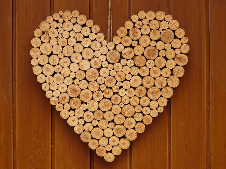 trái tim, Yêu, trái tim bằng gỗ, biểu tượng, lãng mạn, Valentine's day, lãng mạn