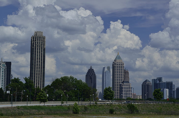 Atlanta, Gruzie, Midtown, Panorama, Panoráma města, budovy, mrakodrapy