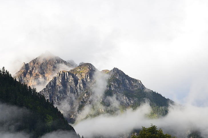 mountain, fog, cloud, tibet, rawu
