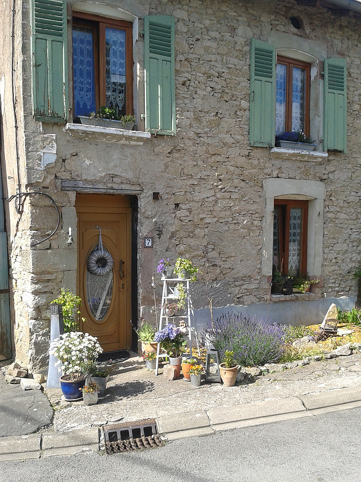 Francúzsko, kamenný dom, Provence, Stredomorská, levanduľa, budova, staré