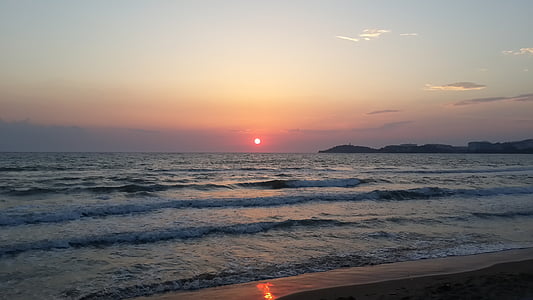 Marina, Kusadasi, Esmirna, paisaje, puesta de sol, Turquía, mar