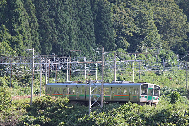 linha principal de UO, Trem, distrito de ozaso, montanhoso, Fukushima
