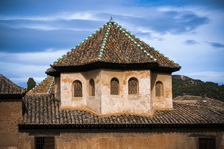 Menara, Windows, nazari, Alhambra, langit, Andalusia, Spanyol
