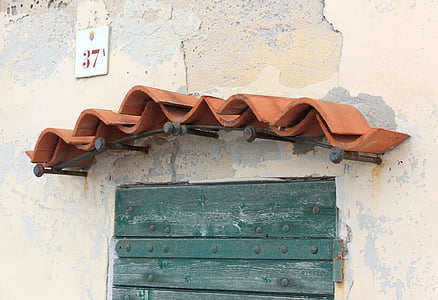 Italië, Sardinië, Alghero, aan de kust, deur, tegels, het platform