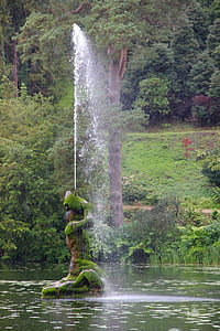 fountain, powerscourt, ireland, lake, garden, water, estate