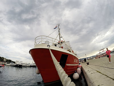 Kroatien, fartyg, havet, hamn, sommar, våra grannar