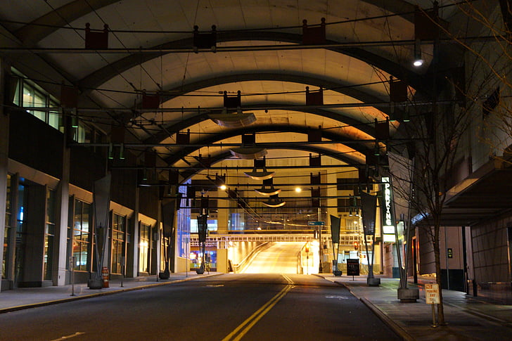 tunelové propojení, městský, město, noční, Underground, Architektura, postavený struktura