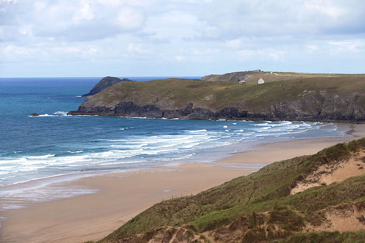 піски penhale, perranporth, Cornwall, пляж, пляжі, море, узбережжя